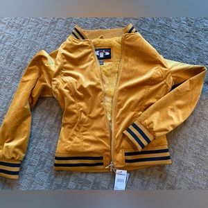 Mustard, fur lined bomber jacket